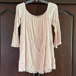 Free People Blush Pink Off The Shoulder Tiered Top / Dress